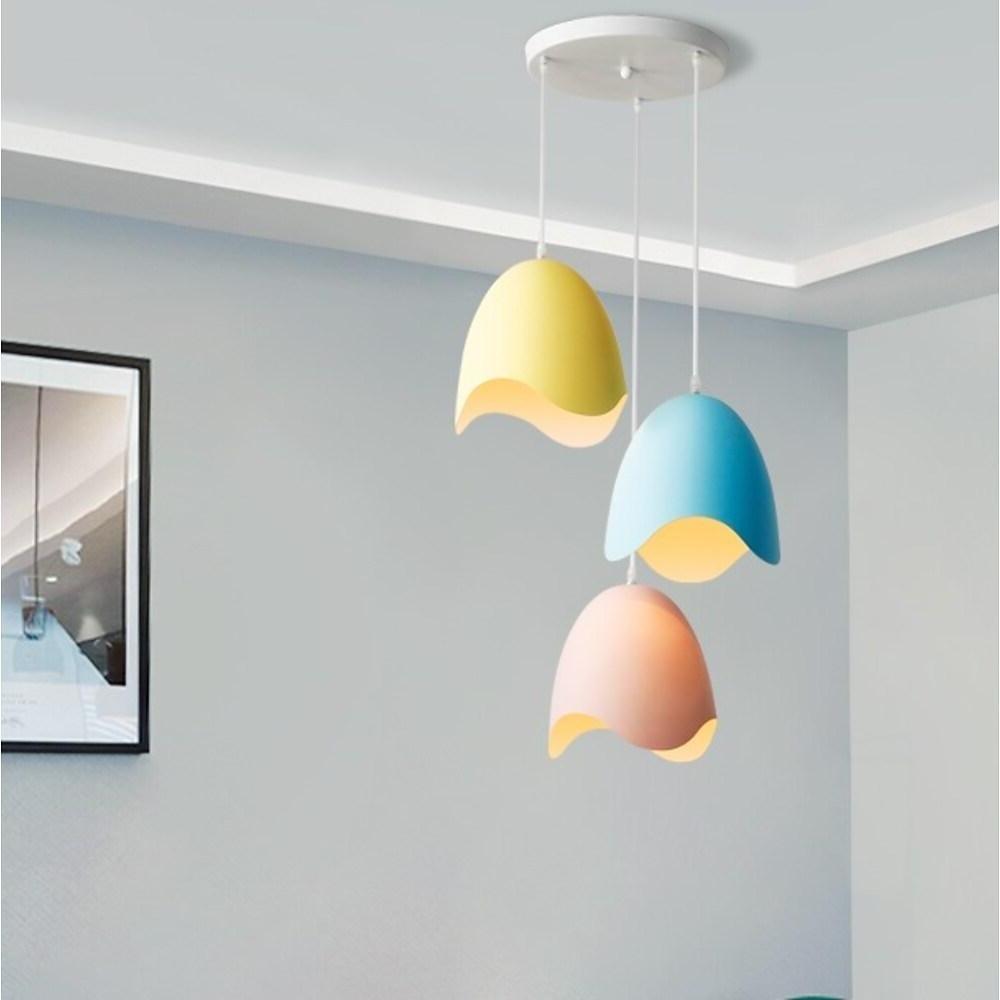 3-Light Half Eggshell Metal Pendant Light Modern Island Lighting