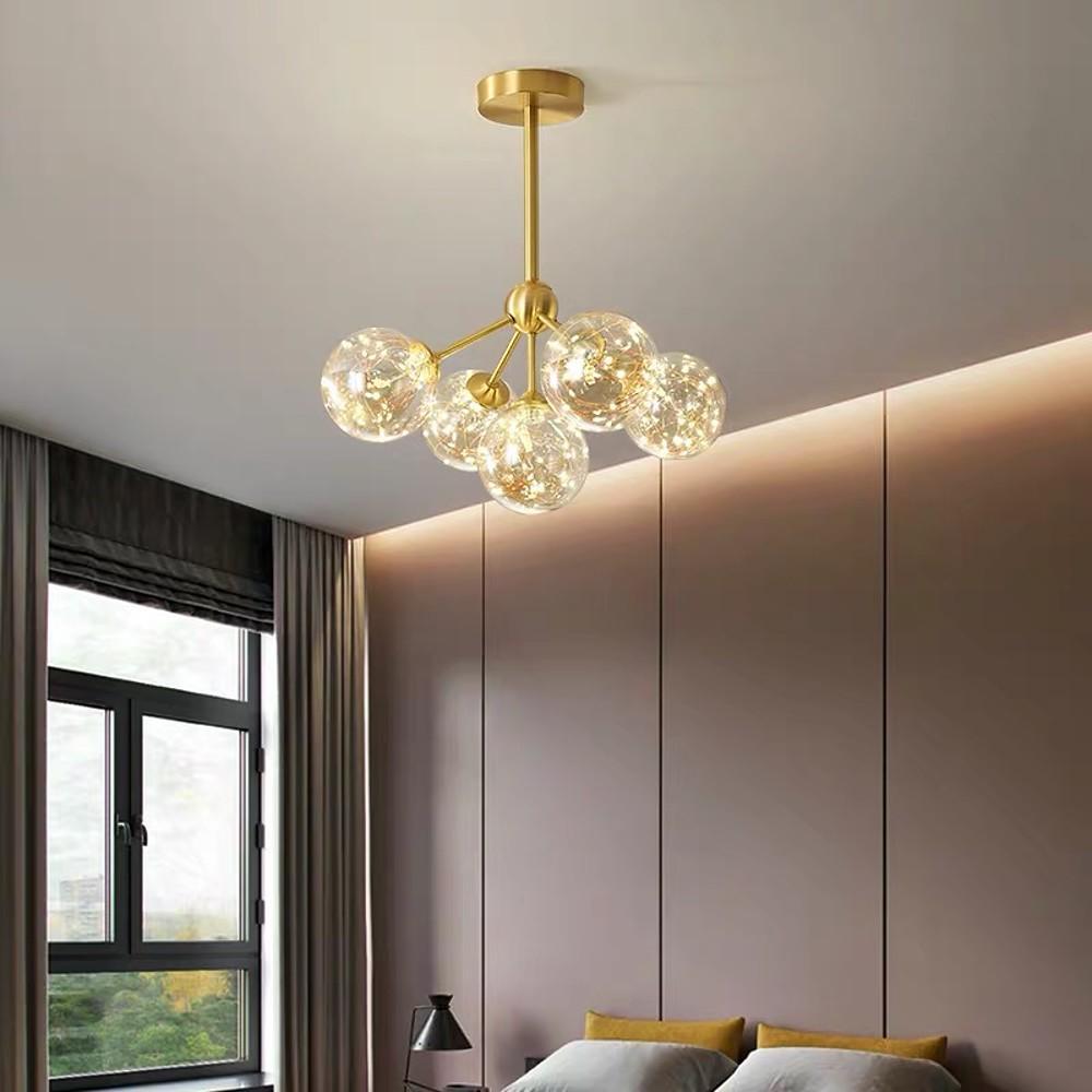 5-Globe Glass Flush Mount Ceiling Light - Modern Artistic LED