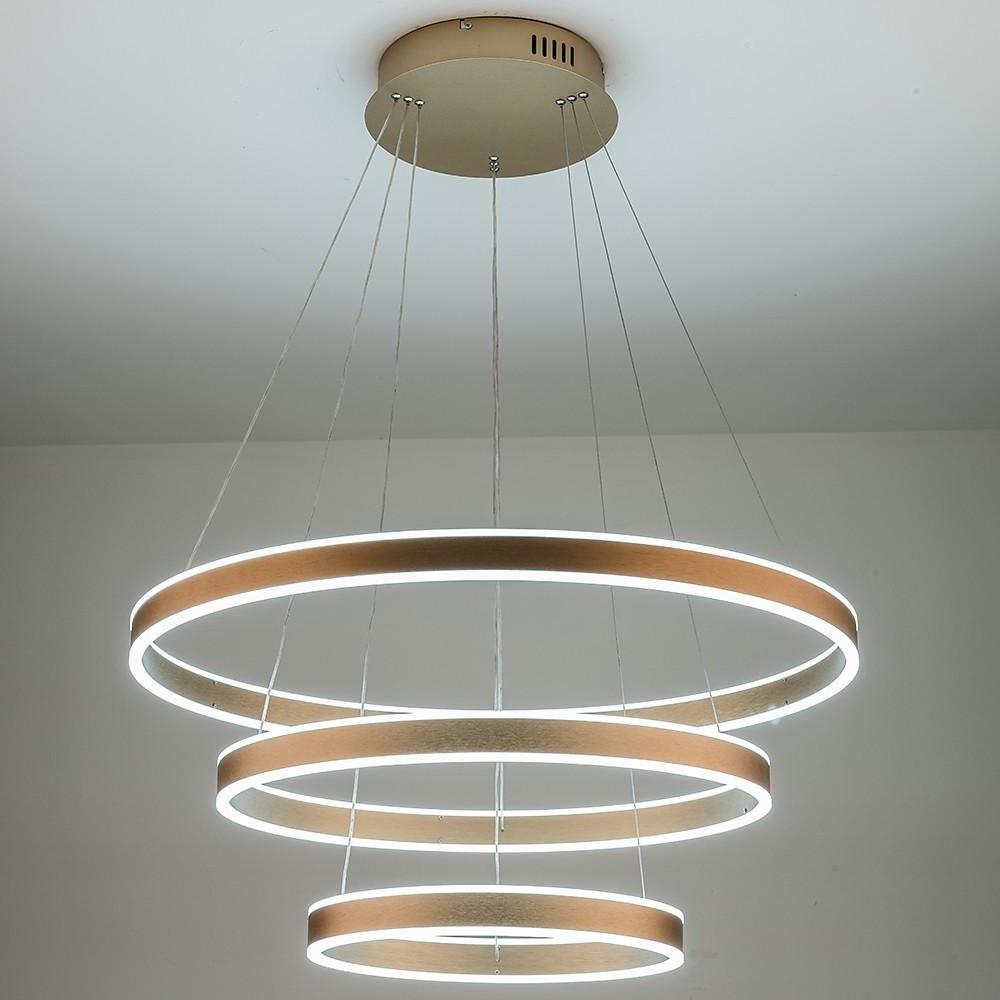 Modern Three-Ring LED Chandelier – Aluminum & Acrylic Pendant Light