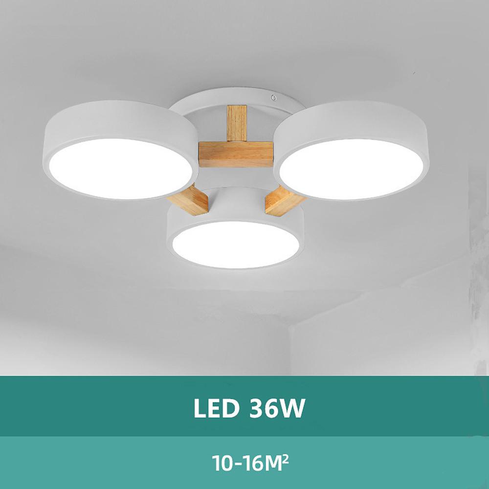 Nordic Triple Circle Flush Mount LED Ceiling Light Wood Metal
