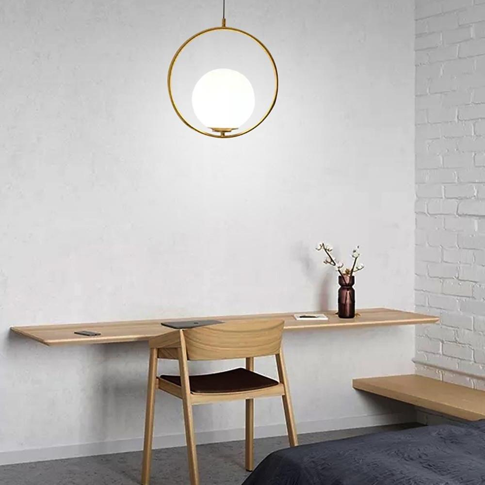 Nordic Glass Globe Pendant Light with Electroplated Metal Finish