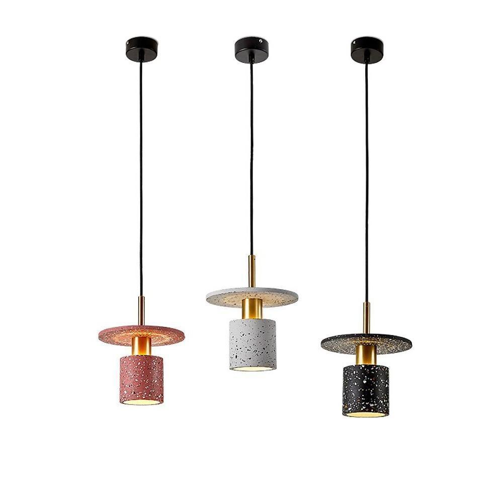 Terrazzo Cement Cylinder LED Pendant Light Modern Island Lighting