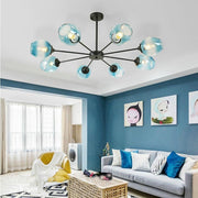 Blue Glass Sputnik Chandelier with 8 Lights - Modern Artistic Design