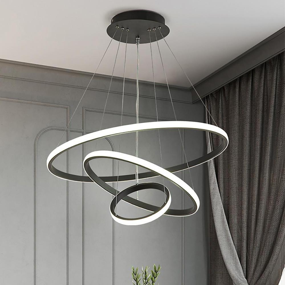 Modern Multi-Ring LED Pendant Light - Aluminum & Acrylic Chandelier