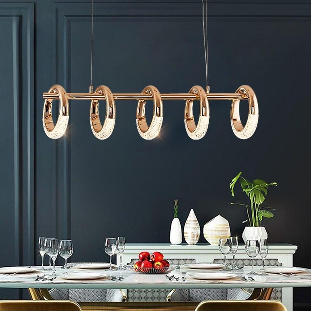Modern Ring Pendant Light LED Gold Metal Dining Kitchen Ceiling