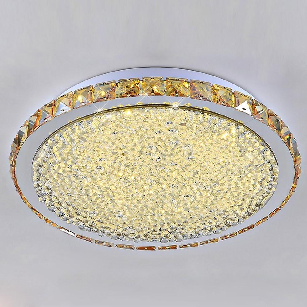 16" Crystal Round Flush Mount Ceiling Light - Antique Metal LED