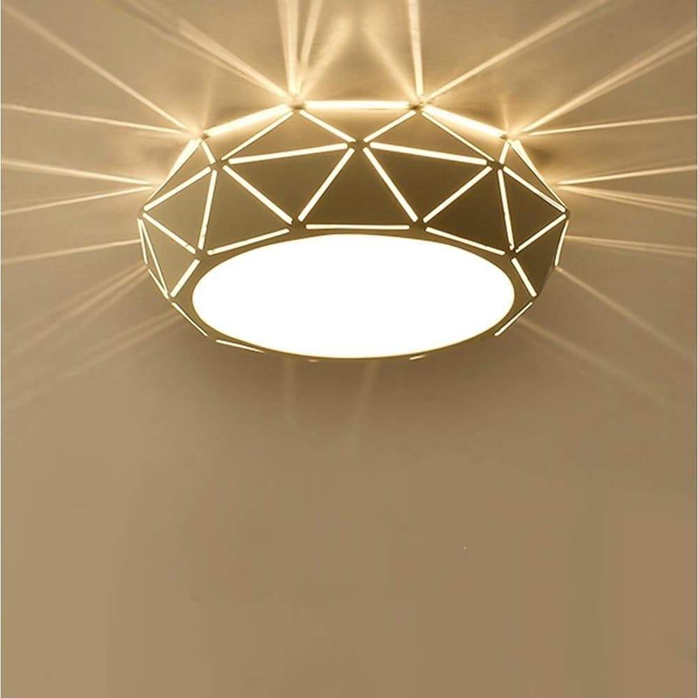 Geometric Drum LED Flush Mount Ceiling Light - Modern Metal Fixture