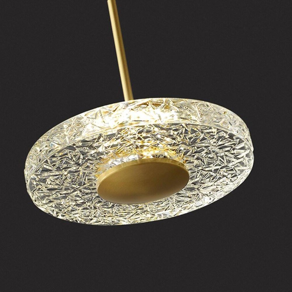 Gold Circular Pendant Light with Acrylic Shade LED Ambient Lighting