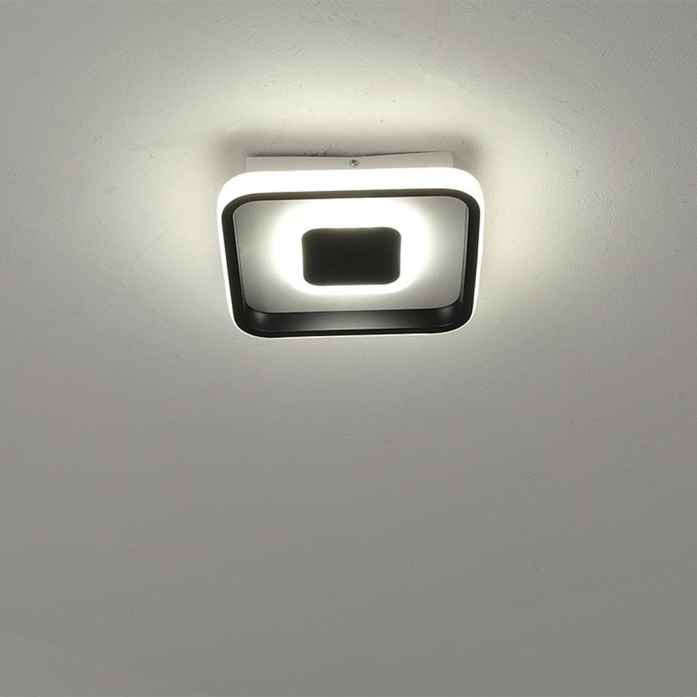 Dual Square LED Black Flush Mount Ceiling Light Modern Minimal