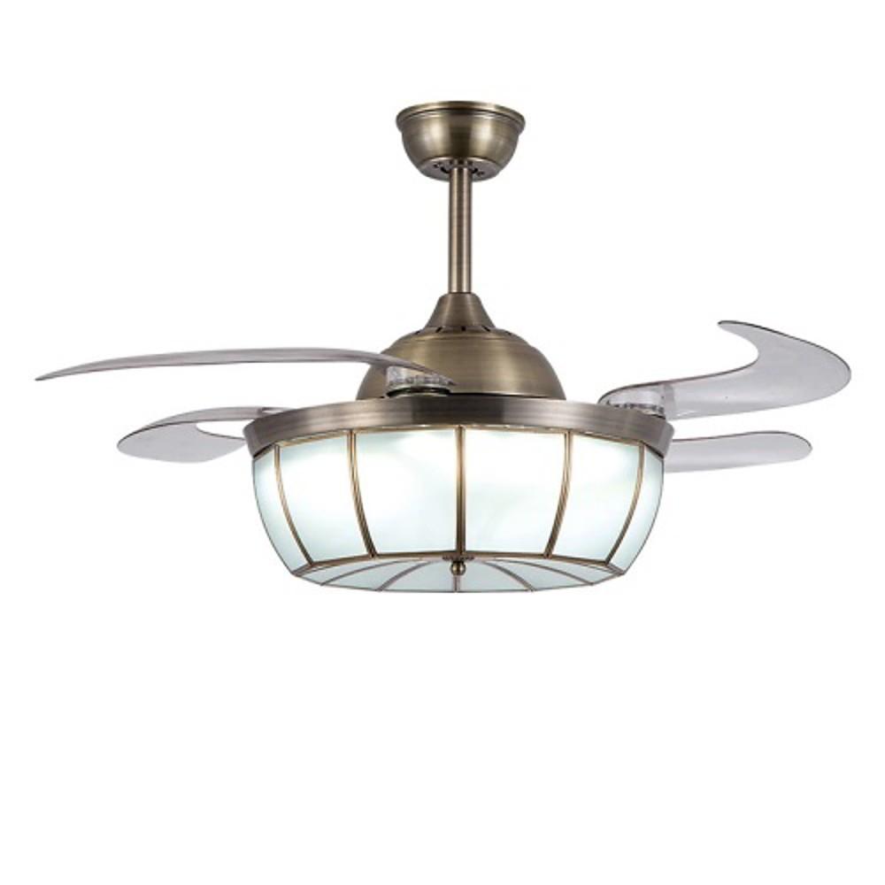 Industrial Bronze Retractable LED Ceiling Fan Light