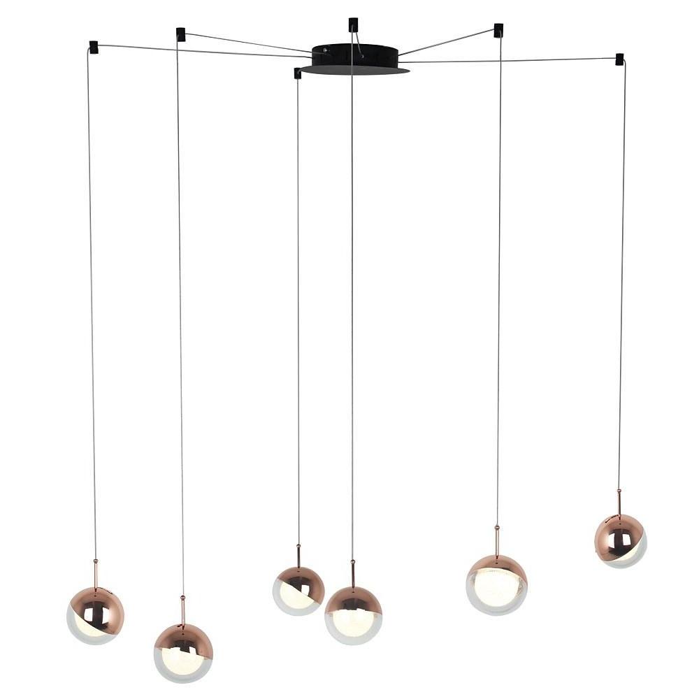 Modern Globe Cluster Pendant Light 6-Light Metal Acrylic Chandelier