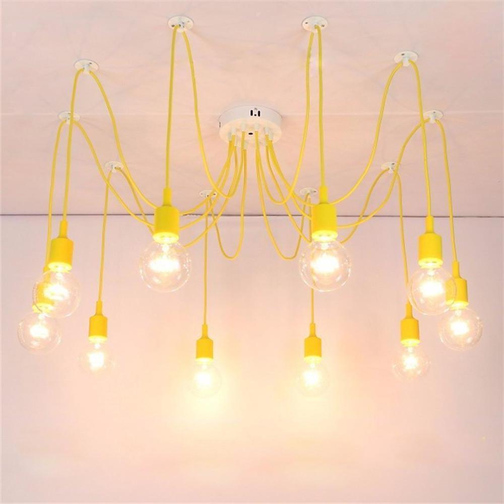10-Light Adjustable Spider Pendant Light Industrial Metal Chandelier