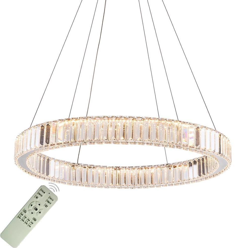 32" Crystal Ring Chandelier with Integrated LED in Gold Finish
