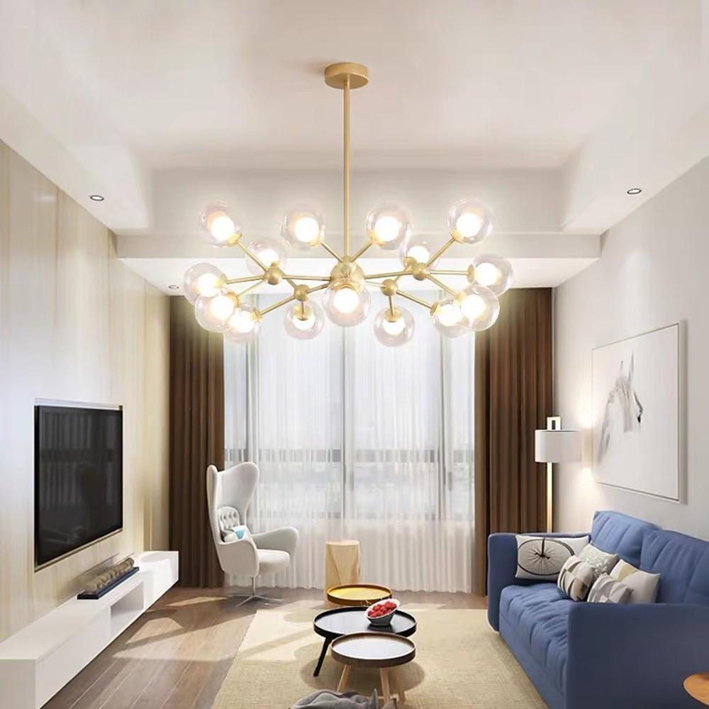 Modern Sputnik Chandelier 15-Light Glass Globe Cluster Pendant