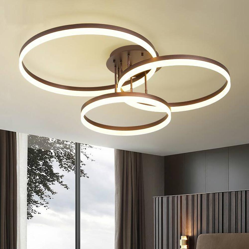 Modern Three-Ring LED Flush Mount Ceiling Light - Metal & Acrylic