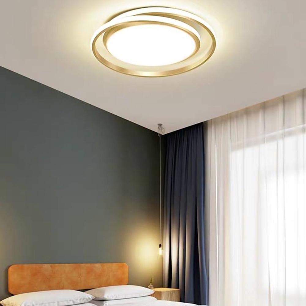 Modern Circular LED Flush Mount Ceiling Light - Black & Gold