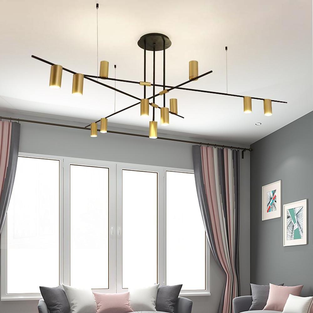 Sputnik Chandelier 12-Light Gold Metal Geometric Pendant Light