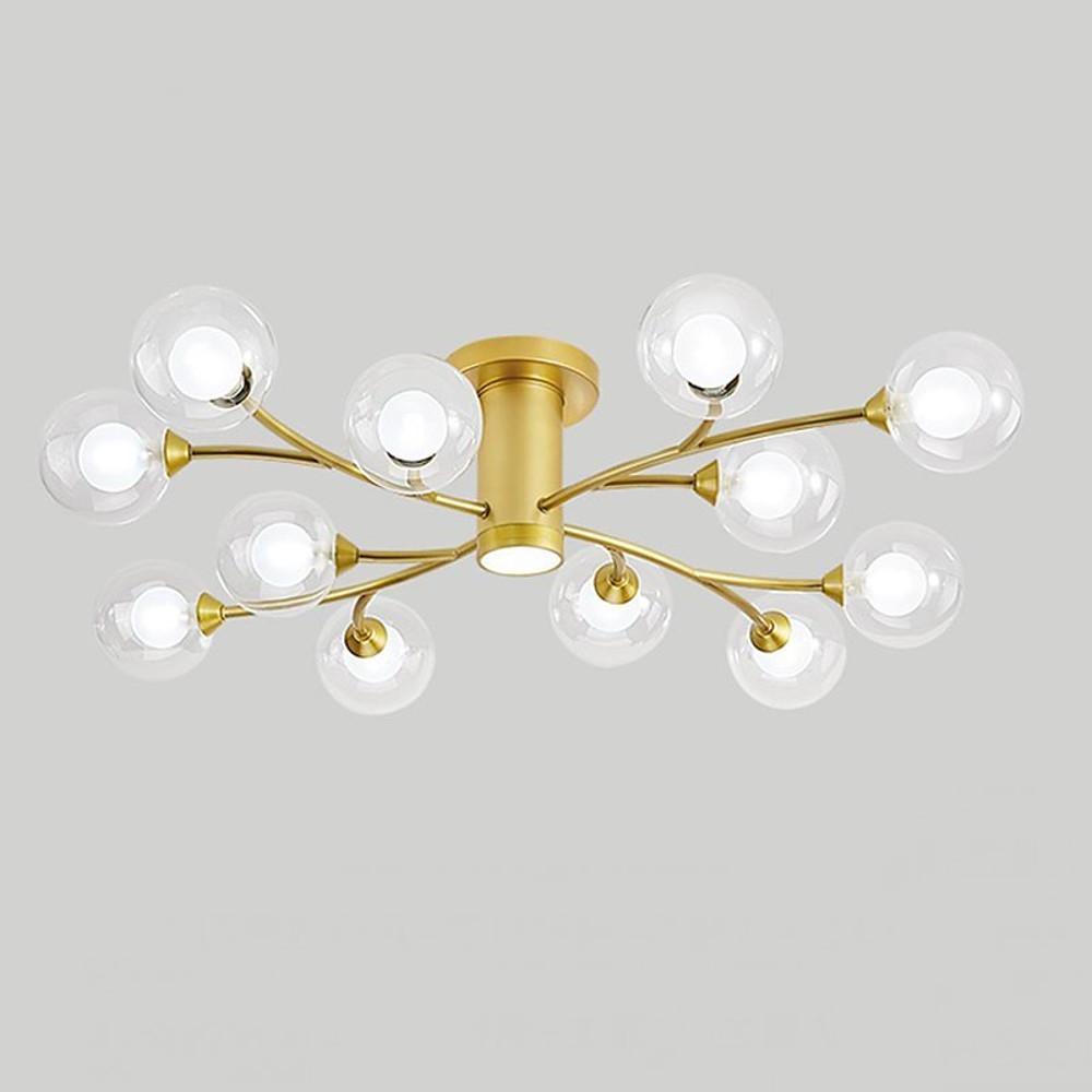 Modern Globe Glass Flush Mount Ceiling Light with LED Bulbs