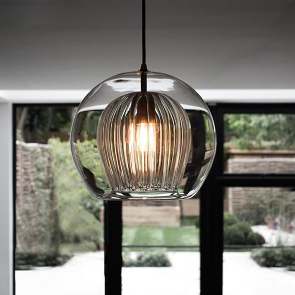 Glass Globe Pendant Light with Copper Finish – Modern Industrial