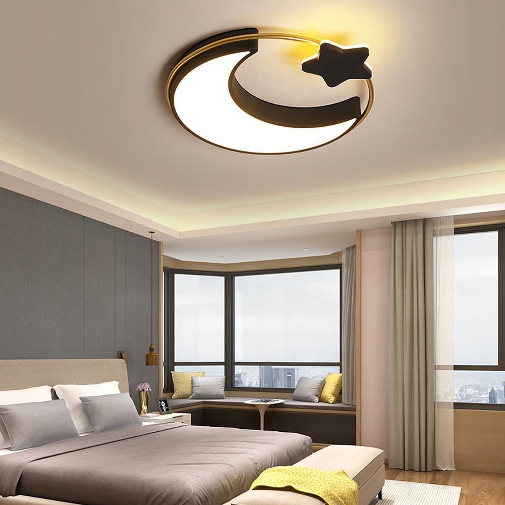 Moon and Star Dimmable LED Flush Mount Light for Kids Bedroom
