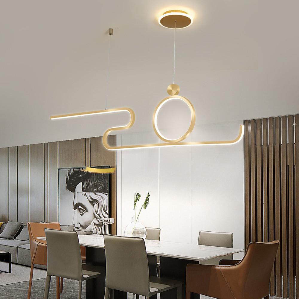 Modern Circle Linear LED Pendant Light - Black & Gold