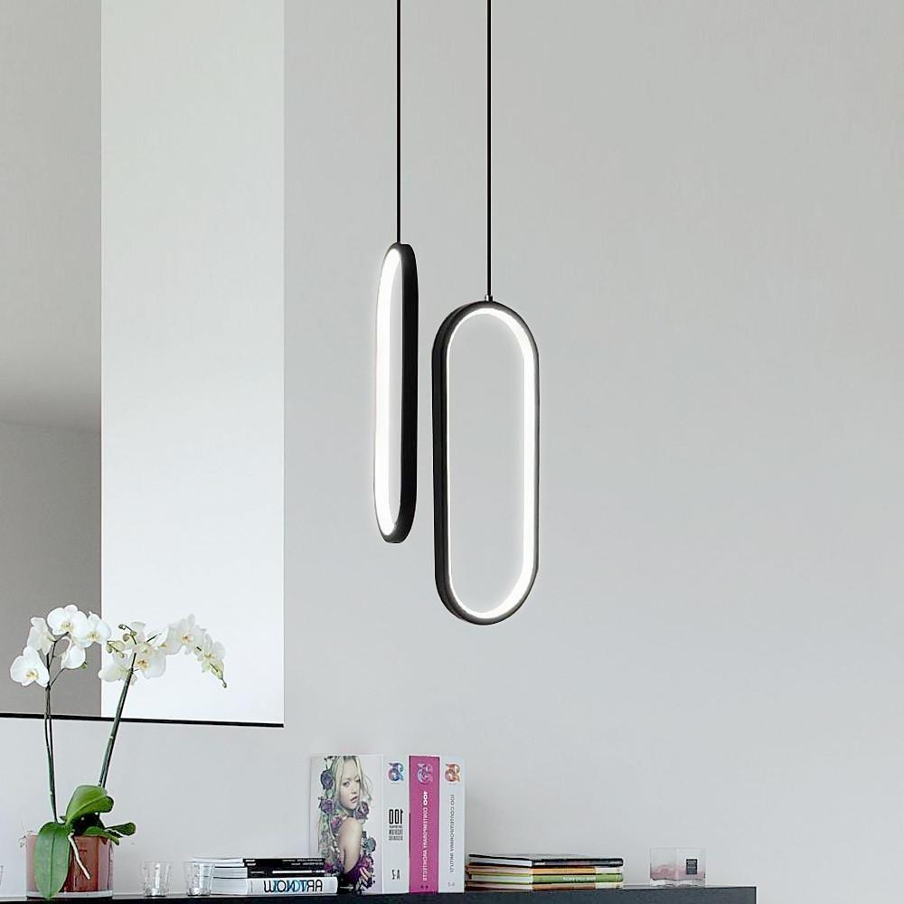 Rounded Rectangle LED Pendant Light Modern Aluminum Ceiling Fixture
